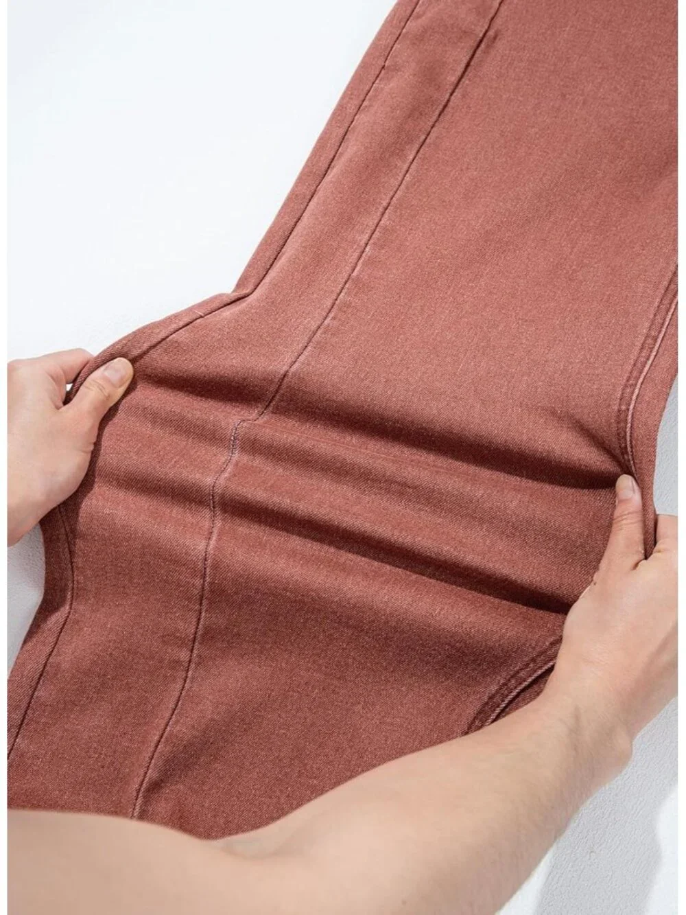 〽️ Women Red High Waist Wide Leg Jeans Stretch Raw Hem Denim Zimbaplatinum